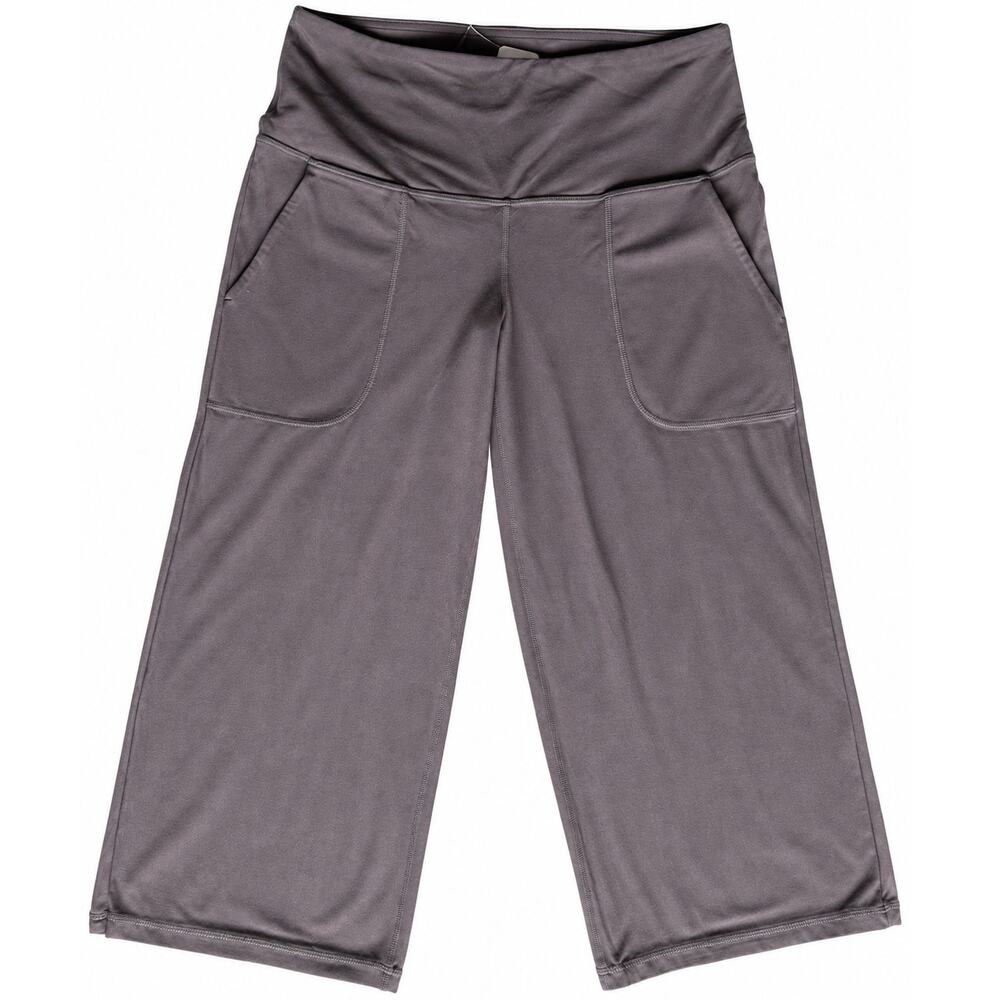 Tuff Athletics Vida Capri Yoga Pants Women M Gray Wide Leg Pockets 21in